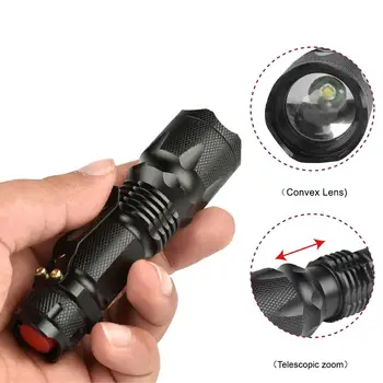 

Mini LED Flashlight 3 Modes Zoomable Torch Tactical Light 14500/AA Battery Torch 14500 Powerful Torch