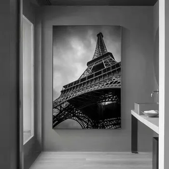 

Canvas Painting Paris Tower Poster Black and White Building Pictures Landscape Posters and Prints for Living Room Decor Wall Art