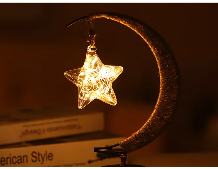 Led Moon Light Wrought Iron Ornaments Lights Star Shape Copper Wire Lights Ins Wind Decorative Lights Usb Battery Models QW227 (11)