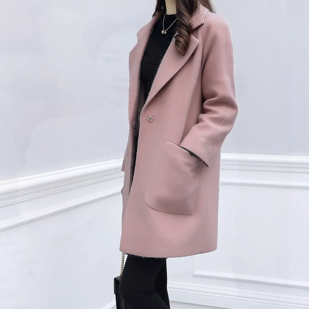 

Short-height Cocoon Woolen Coat Women's Mid-length 2018 Autumn Clothing New Style Korean-style Loose-Fit CHIC Woolen Jacket Fash