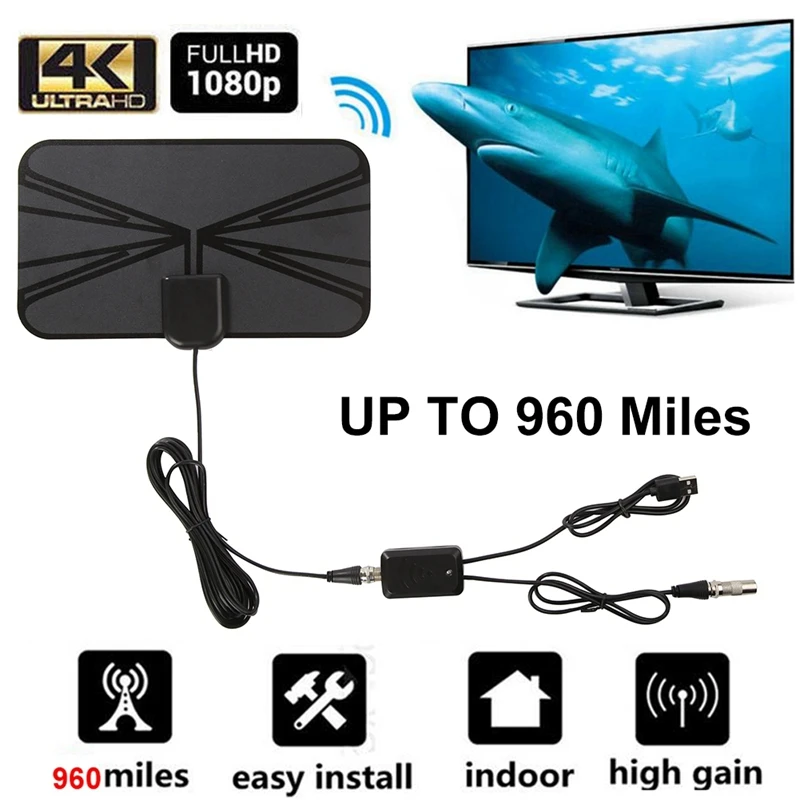 Цифровая ТВ антенна 960 миль 1080P Skywire цифровая комнатная 4K TV|Телевизионные антенны|