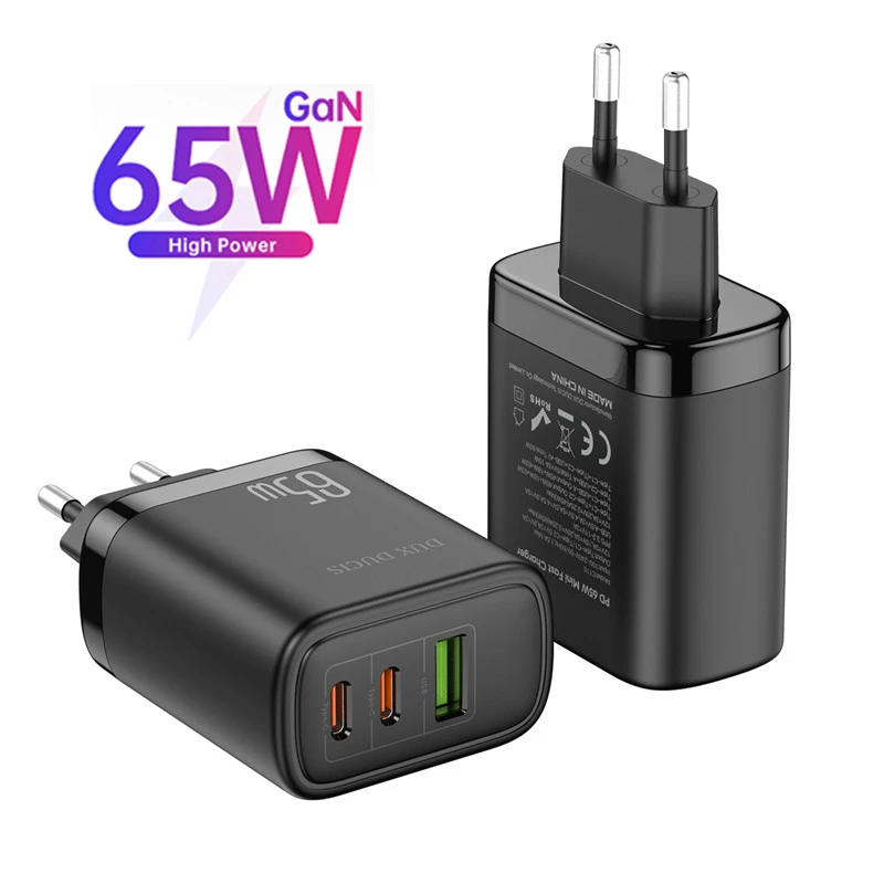 usb c fast charge 65W GaN Charger 3 Ports USB Type C QC 4.0 3.0 PD Fast Charging Charger for Macbook iPad Mini Phone Chargers for iPhone 13 12 11 quick charge 2.0