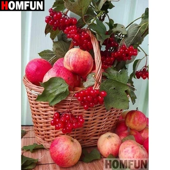 

HOMFUN 5D DIY Diamond Embroidery Full Display "Fruit apple scenery" Diamond Painting Square/Round Rhinestones Decor Art A27655