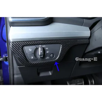 

For Audi Q5 Q5L 2018 2019 Car Body Inner Stick Styling ABS Chrome Front Head Fog Light Switch Button Trim Frame Lamp Part 1pcs