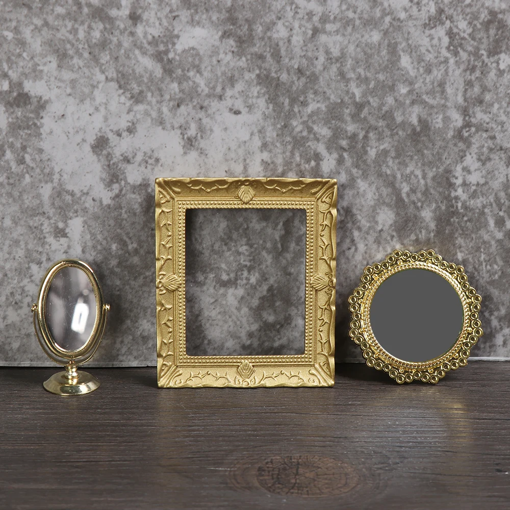 1:12 Scale Mini Photo Frames Retro Mirror for Dollhouse Decor DIY Vintage Ornament Furniture European Doll House Accessories 1 1:12 Scale Mini Photo Frames Retro Mirror for Dollhouse Decor DIY Vintage Ornament Furniture European Doll House Accessories 1