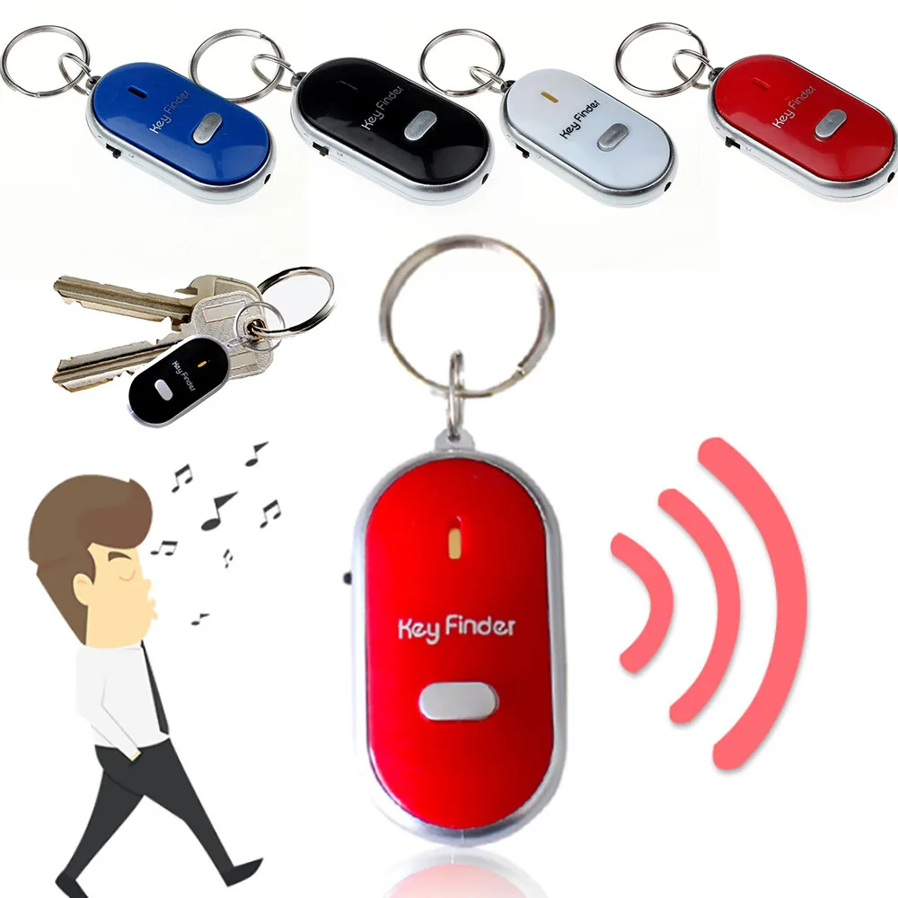 

LED Whistle Key Finder Flashing Beeping Sound Control Alarm Anti-Lost Key Locator Finder Tracker with Key Ring