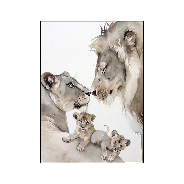 Africa Lion Family Canvas Painting Animal Abstract Art Posters And Prints  Wall Art Pictures For Living Room Cuadros Home Decor - Painting &  Calligraphy - AliExpress