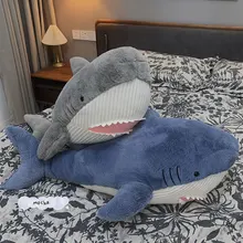 

New 60-120cm Cute Giant Shark Plush Toy Soft Stuffed Animal Reading Pillow for Birthday Gifts Cushion Doll Gift For Children
