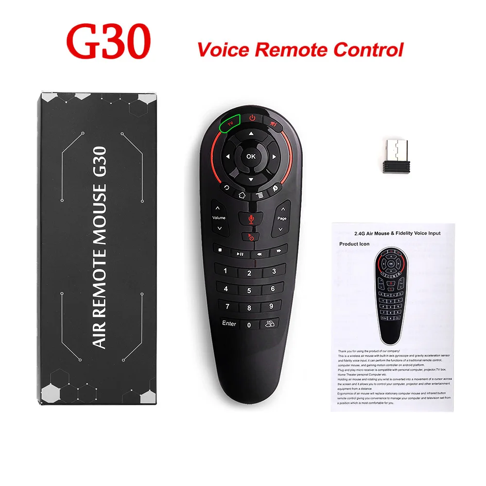

G30 Voice Remote Control 2.4G Wireless Air Mouse 33 keys IR learning Gyro Sensing Smart Remote for Smart TV BOX Game PC mini