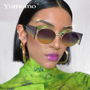 

Luxury Rimless Fashion Steampunk Men Sunglasses Fashion Oval Designer Women Sun Glasses Punk New Designer UV400 Oculos Shades