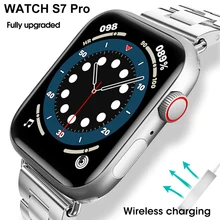 Lemfo relógio inteligente série 7 nfc bluetooth chamada freqüência cardíaca homens mulher dois botões 44mm smartwatch 2022 iwo 13 pro para ios android