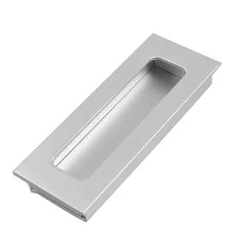 

Cabinet Silver Tone Aluminum 4.4" Long Rectangular Flush Pull Handle