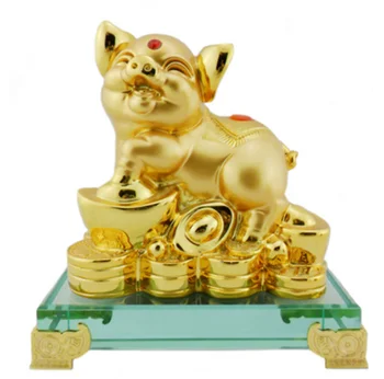 

sales Genuine Pure Golden pig crafts feng shui home decoration technology gift pi xiu zodiac lucky pig rich pig