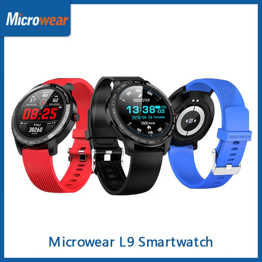 Смарт часы Microwear L9 круглый сенсорный экран нержавеющая сталь ЭКГ частота
