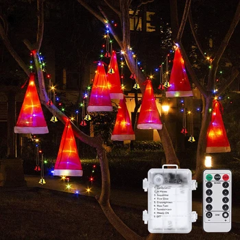 

2020 hot sell Halloween Decoration Witch Hat 8 Hat 10 Bell Hanging Lighted Glowing Witch Hat for Halloween Outdoor Yard