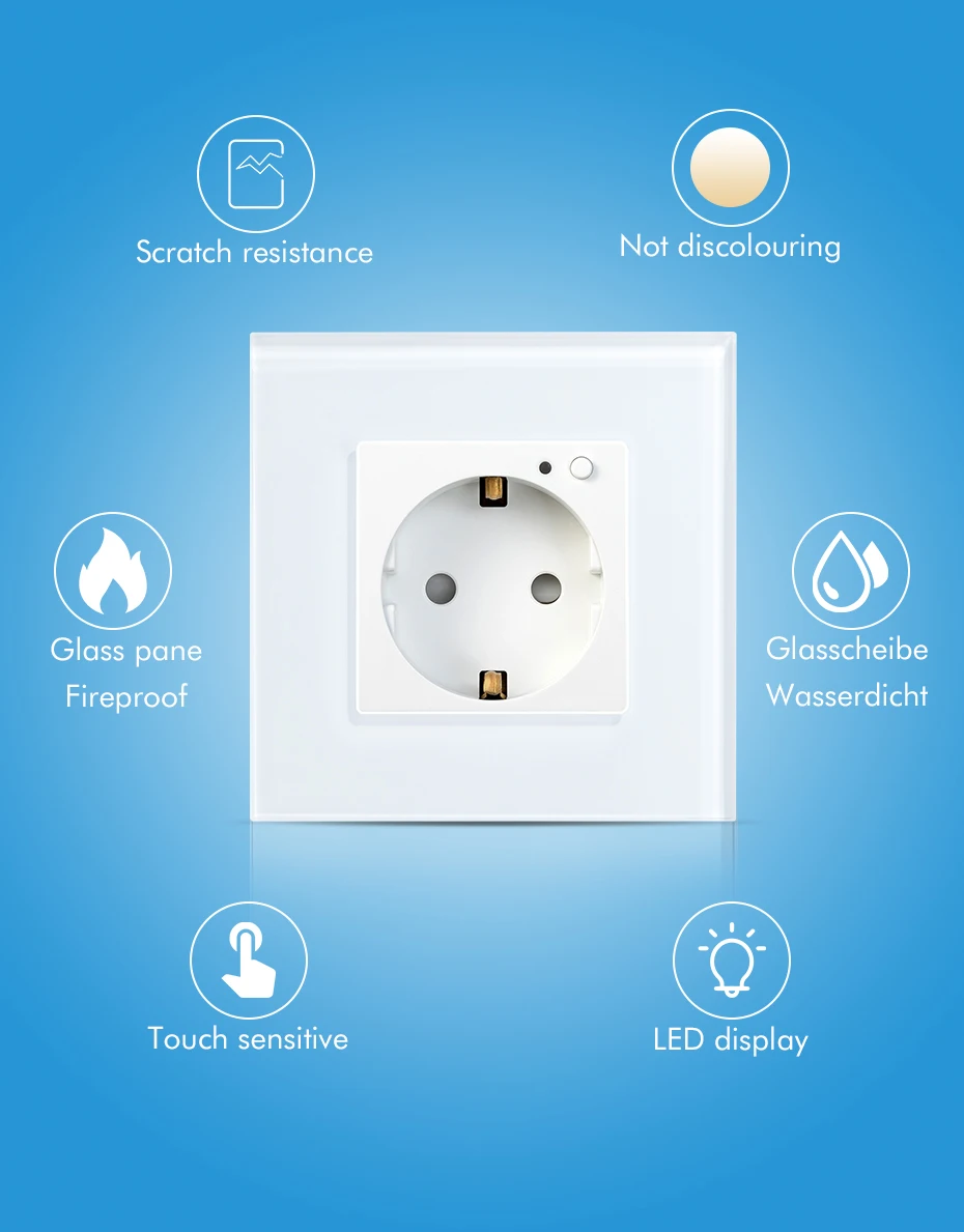 ue 86*86mm inteligente tomada monitor energia wifi google alexa app controle