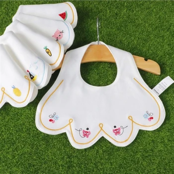 

2020 autumn and winter new baby bib children's cotton saliva towel for boys and girls exquisite embroidery pattern absorbent bib