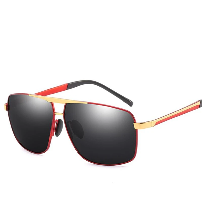 Серые линзы квадратные готовые Близорукие Солнцезащитные очки Мужские поляризационные металлические очки для вождения UV400 Солнцезащитные очки по рецепту 0-0,5-1,0-1,5-6,0 - Цвет линз: Red