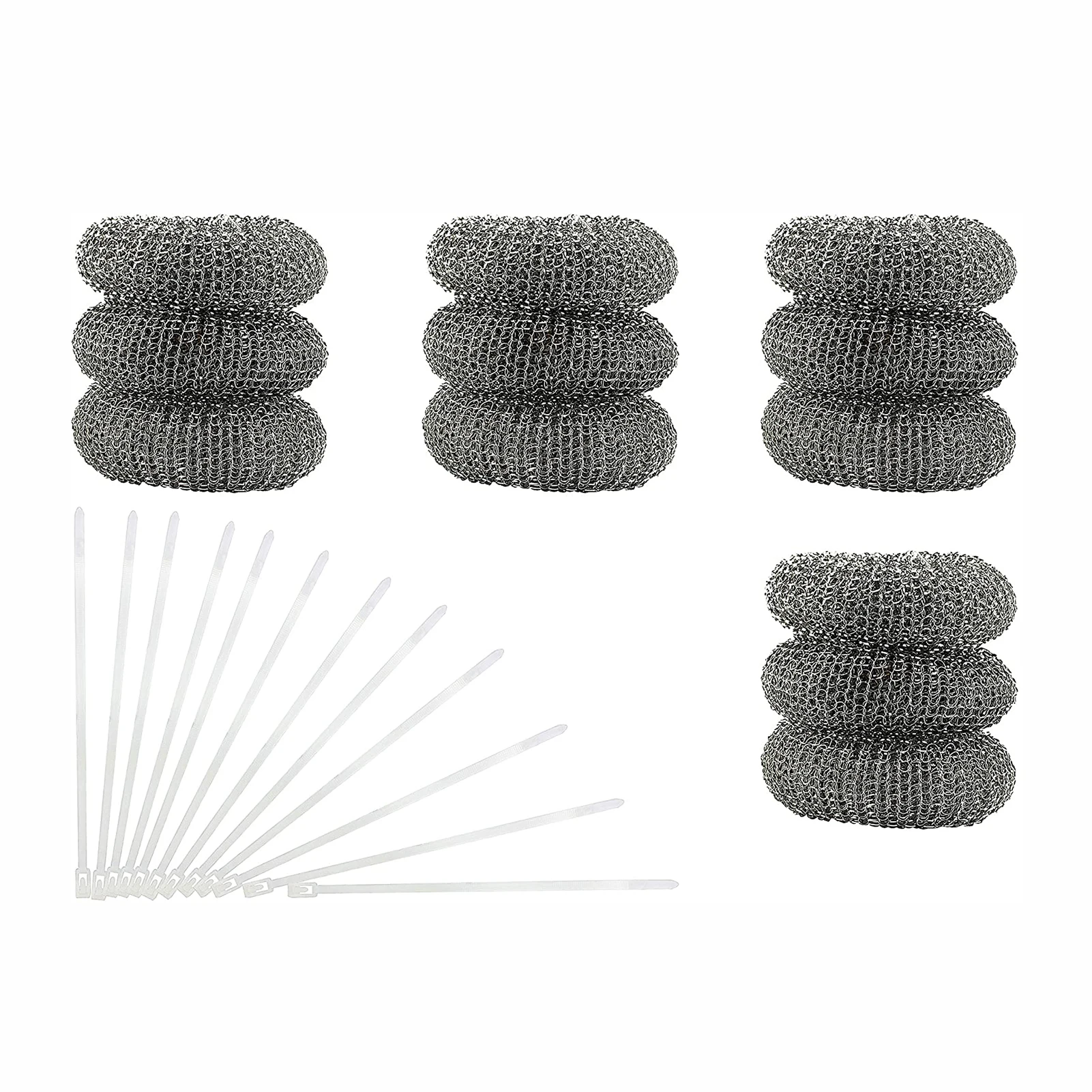 Laundry Hair Catcher 12Pcs Lint Traps with 12 Ties Attach to Washer Sink Hose Stainless Steel Lint Catcher From Clogging Washing Machine Tools