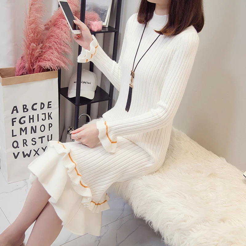 Maternity Dresses Autumn Winter New O-neck Fashion Elegant Pregnant Dresses For Women Pregnancy knitted sweater Dress