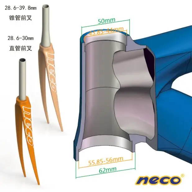 NECO части головки горного велосипеда прямая трубка/конус колпачки запчасти, подшипник части головки 44 мм/55 мм/56 мм аксессуары передней вилки