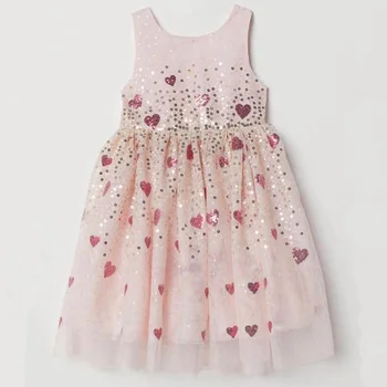 

Baby Girls Love Sequins Dresses Girls Dresses Summer Children's Wear Girls Fashion Sequins Stitching Mesh Birthday party Dress