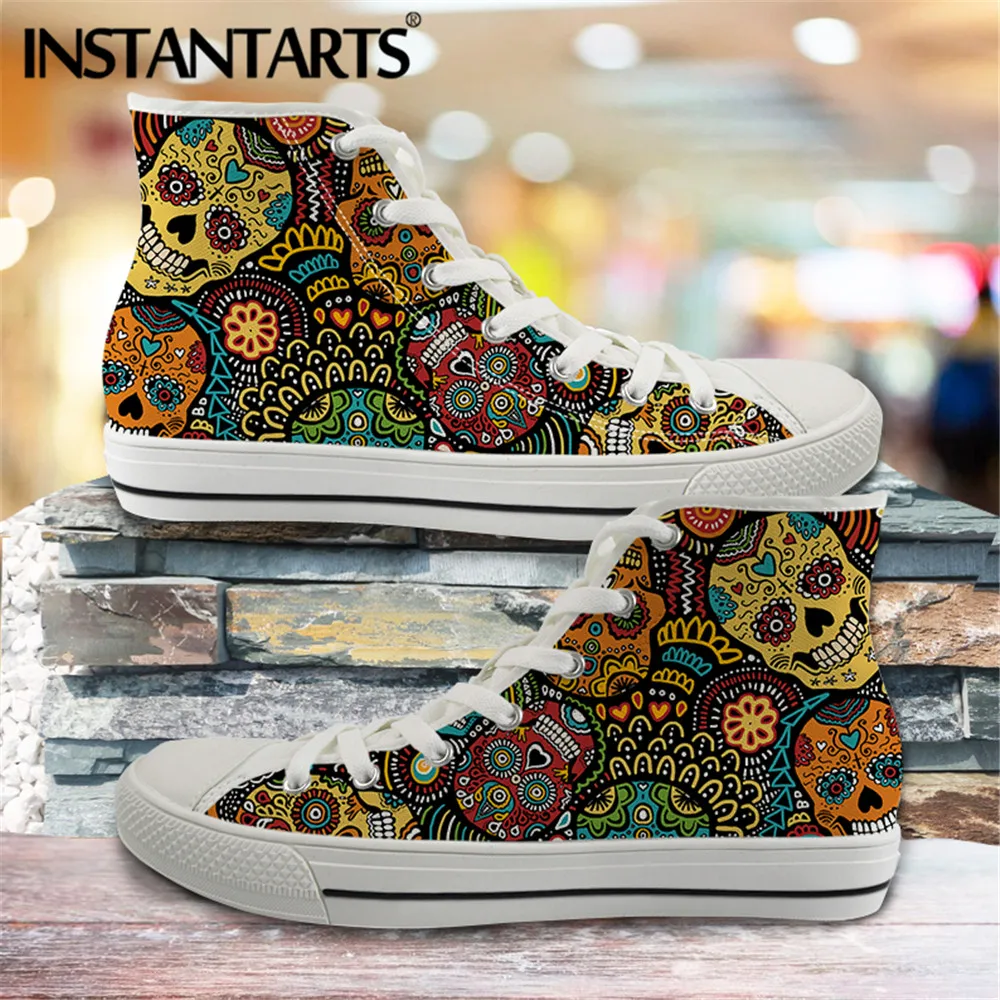 INSTANTARTS Men Vulcanized Sneakers High Top Canvas Shoes Classic