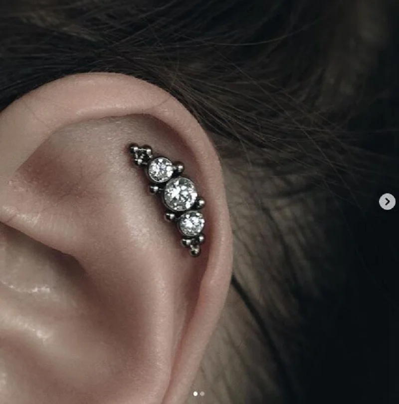 

Popular 16gauge(1.2mm) stainless steel cluster stacked opal tragus helix cartilage conch daith labret ring piercing earring