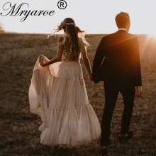 Mryarce уникальное свадебное платье без рукавов с v-образным вырезом в стиле хиппи, причудливая юбка с рюшами, тюлевые свадебные платья