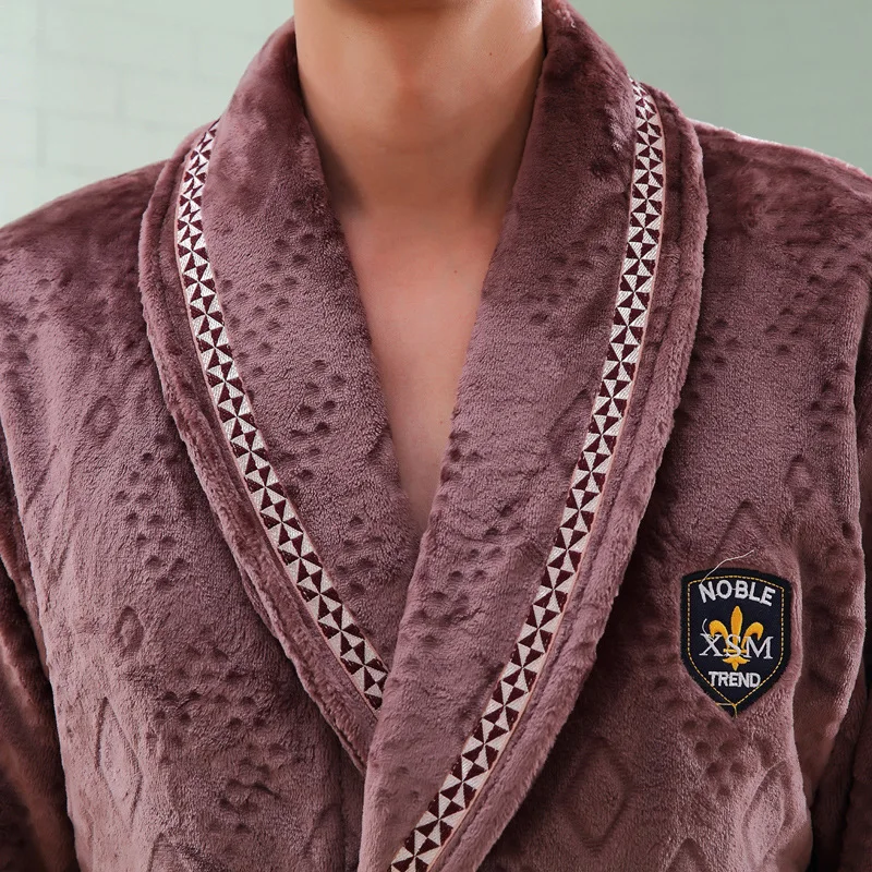 Men Casual Kimono Bathrobe Autumn Winter Flannel Long Robe Thick Warm Sleepwear Nightgown Male Casual Home Wear Men Casual Kimono Bathrobe Autumn Winter Flannel Long Robe Thick Warm Sleepwear Nightgown Male Casual Home Wear