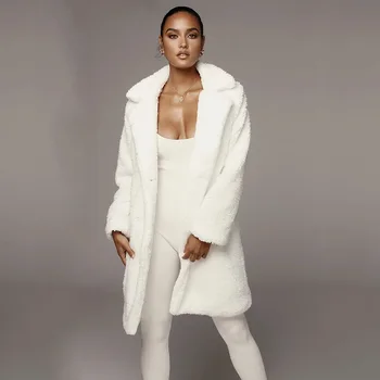 

2020 Winter Black Coat For Women Wide Lapel Pocket Woollen Cloth & Polyester Wool Blend Coat Oversize Long Trench Coats Outwear