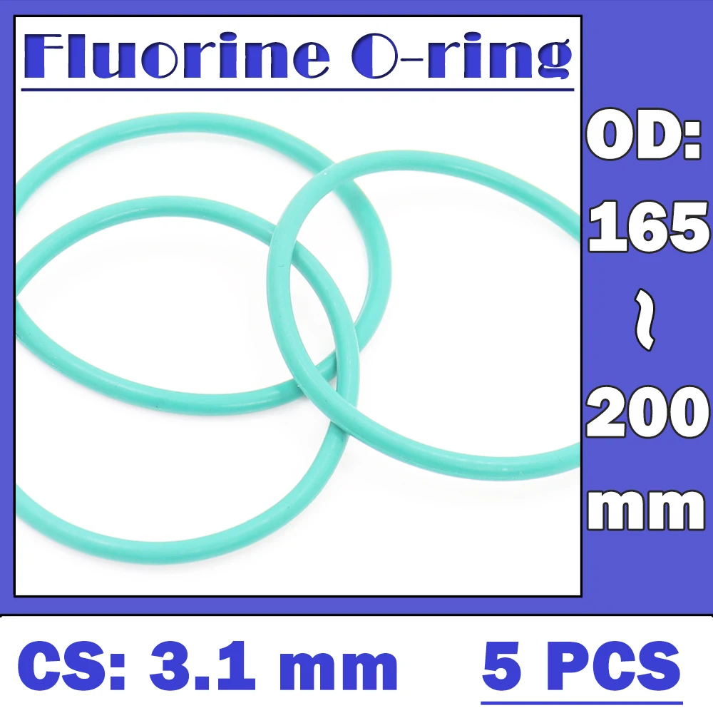 CS3.1mm FKM резиновое уплотнительное кольцо OD 165/170/175/180/185/190/195/200*3 1 мм 5 шт фтора