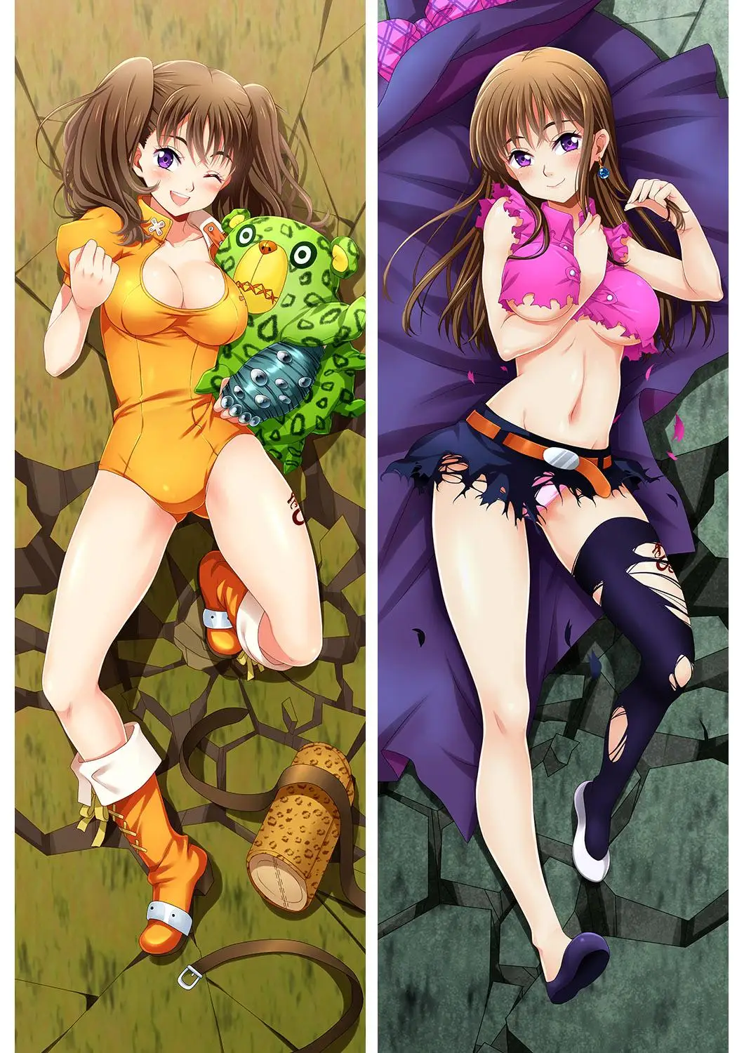 Nanatsu No Taizai Anime Cosplay Dakimakura Cover - Seven Deadly Sins Bolster Case featuring Ban, Elizabeth Lyonesse, and Body Pillowcase image 2