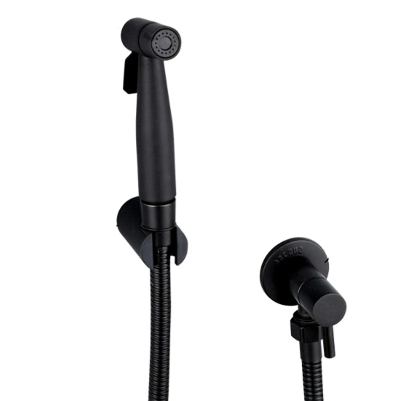 

Quality Black Bidet Toilet Sprayer Hygienic Shower Tap Bidets Bathroom Hand Shower Wall Mount Faucet Bathroom Accessories Home I
