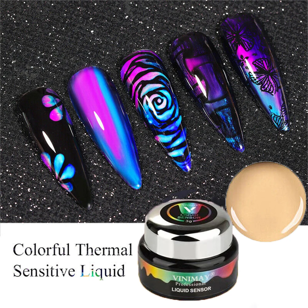 

1/3g/Boxed Thermochromic Liquid Permanent Varnish Lacquer Nail Gel Mood Color Changing UV LED Soak Off Pedicure Gel Polish