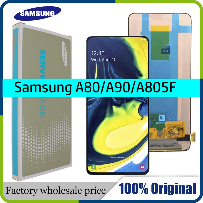 100% супер AMOLED 6 7 ''ЖК дисплей для samsung Galaxy A80 A805 SM A805F A90 A905F кодирующий