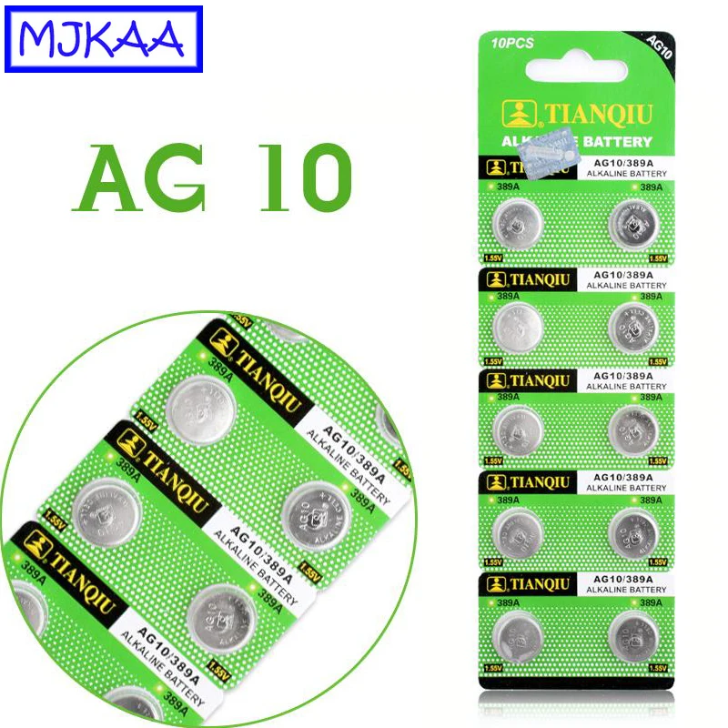 MJKAA 10 шт AG10 часы батарея 1 55 V LR54 LR1130 L1131 389 189 щелочные батареи кнопка сотового