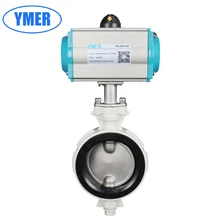 Алюминиевый сплав двойного действия пневматический клапан-бабочка фланец к зажиму