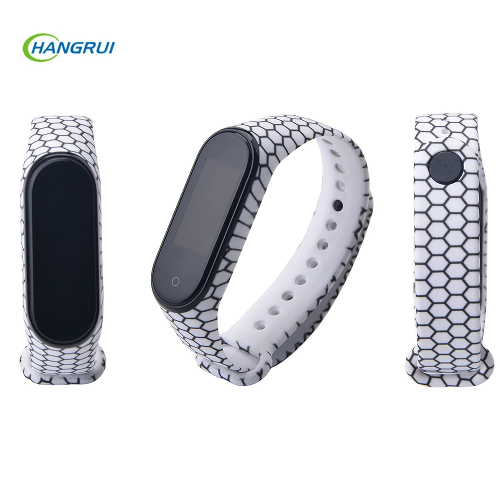 Football pattern Для mi band 3 4 ремешок с принтом силиконовый ремешок на запястье для xiaomi mi band 3 Replacemet Камуфляжный браслет для mi band 3 браслет - Цвет: Football pattern