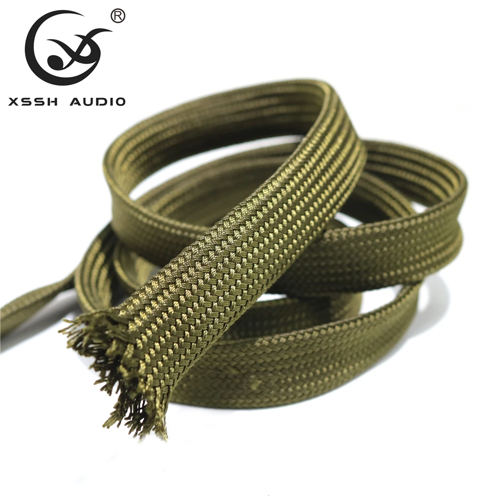 Luva de Poliamida de Algodão Verde Alta Densidade Faça Você Mesmo Hifi Speaker Power Audio Wire Amortecedor Bainha de Cabo Trançado 10m 20m