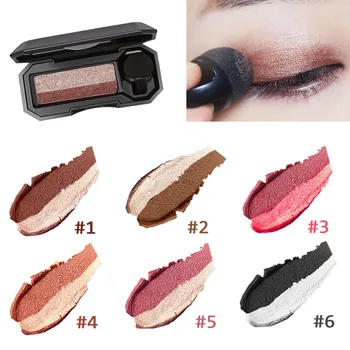 

Small Makeup Mirror Two-Color Lazy Elastic Eye Shadow with Mushroom Head Brush Eyeshadow Pallete