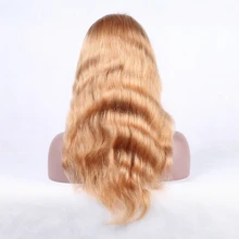 WINBO Малазийские Волосы блонд 27 Цвет 13x6 Синтетические волосы на кружеве al парики объемная волна Волосы remy черный Для женщин парики 13x4 Синтетические волосы на кружеве парики