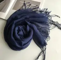 55*180cm Fashion Soft Solid Women 100% Linen Flax Tassel Scarf Summer Travel Sunscreen Long Shawl Elegant Hijab Women Foulard - Image 4