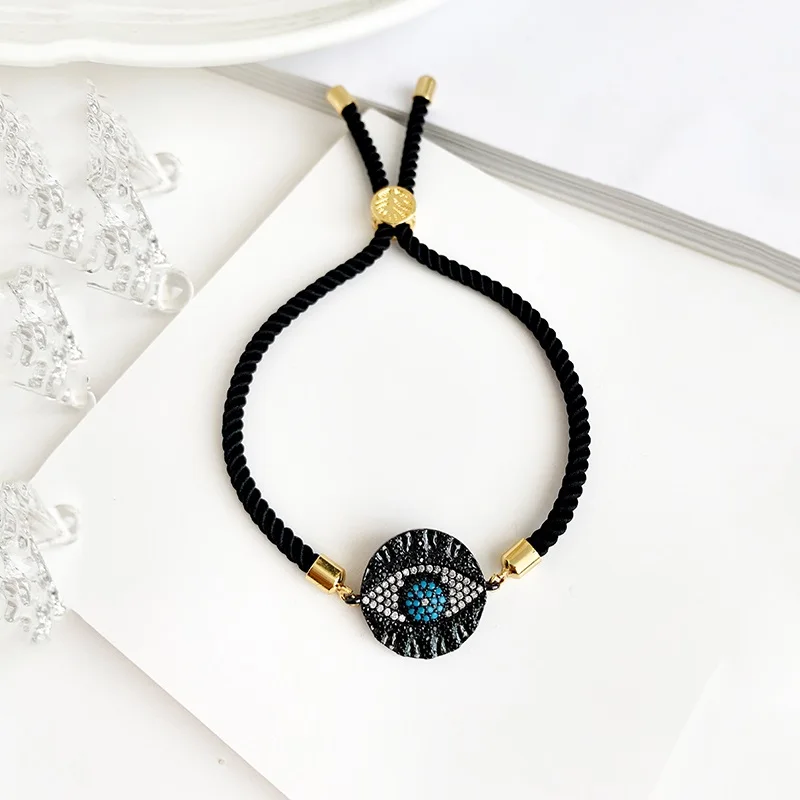 Модный золотой медный инкрустированный Цирконом бисерный булавка с надписью Love браслет для женщин CZ Радужный турецкий голубой глаз браслет для девушек - Окраска металла: gun black
