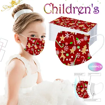 

100/30/20/10P 3D Printed Christmas mascararilla face mask fashion Children's Daily Care Disposable Mask Protective Face Masks