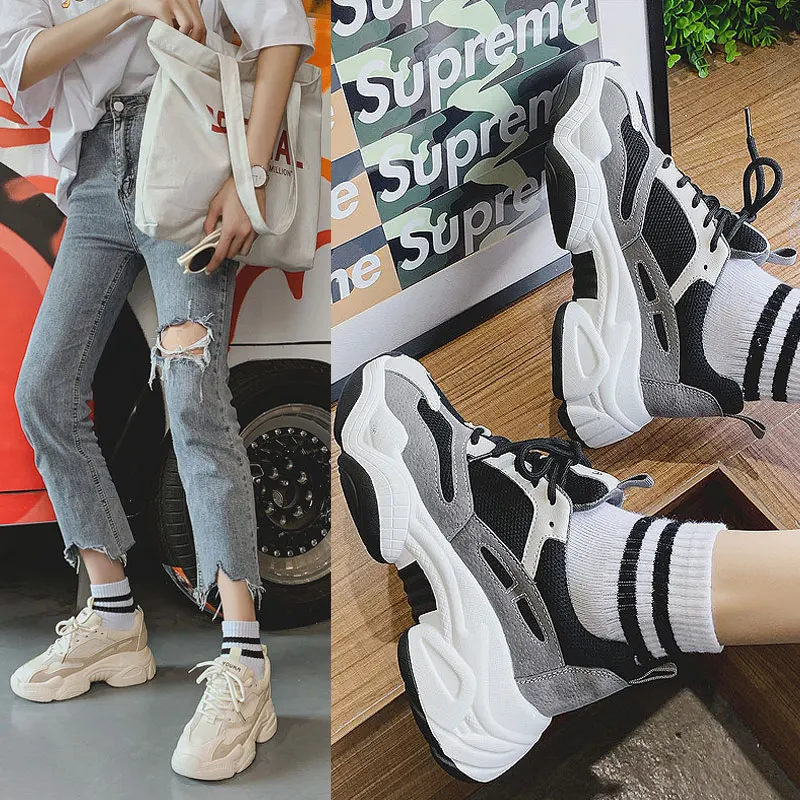 

Sneakers women's summer breathable 2019 new ins hundred-sod daddy smart smoke net red chao-hot shoes woman
