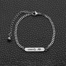 1 шт. серебряные ювелирные изделия королева влюбленных браслет из нержавеющей стали Корона Шарм регулируемые браслеты Женщины Мужчины Пары подарки