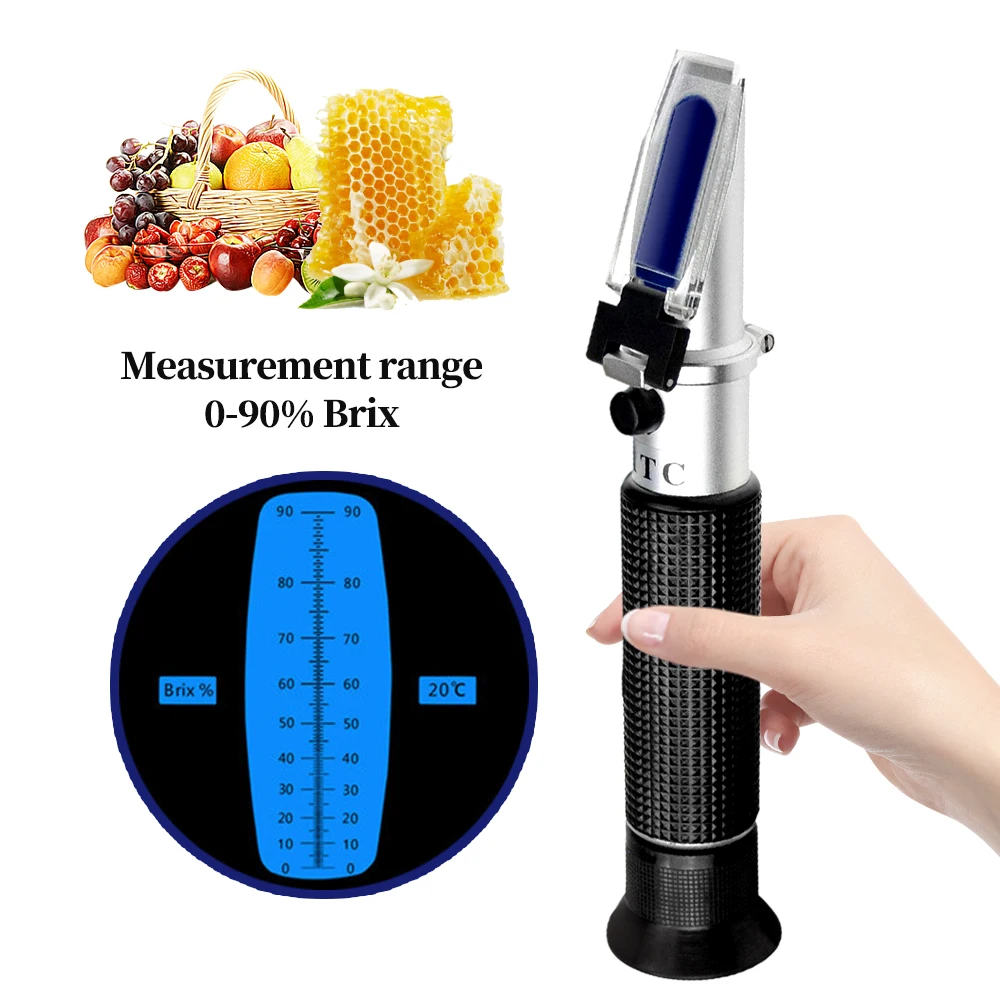 Handheld 090 Brix Refractometer For Sugar Content Fruit Juice Liquids