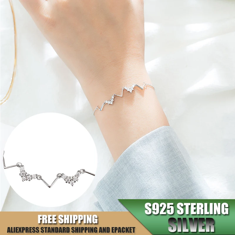 

S925 Sterling Silver Chain Bracelets for Women Bracelet with Zircon Jewelry Accessories Wholesale D041