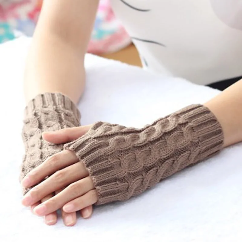 Half Finger Gloves for Women Stylish Hand Warmer Winter Gloves Women Arm Crochet Knitting Faux Wool Mitten Warm Fingerless Glove mens sheepskin mittens